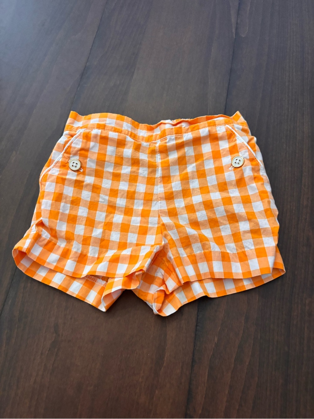 Girls Janie and Jack Orange and White Gingham Pull-On Shorts